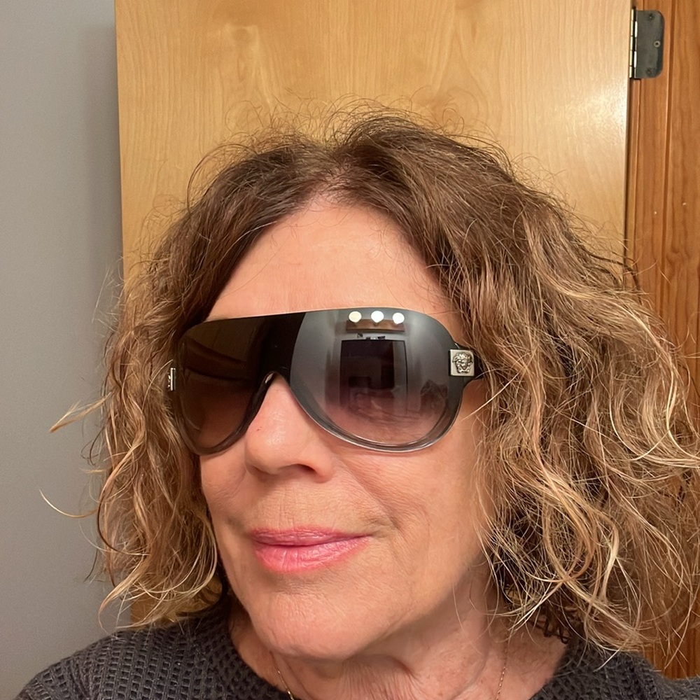 Versace Black Shield Sunglasses Modern Wraparound Design - Picture 12 of 12
